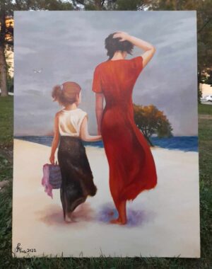 Motherhood, oil painting