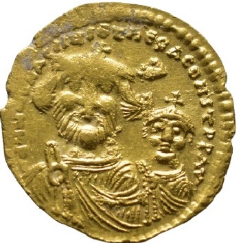 gold Byzantine Solidus of Emperor Heraclius, struck at the Constantinople mint between 610–641 AD