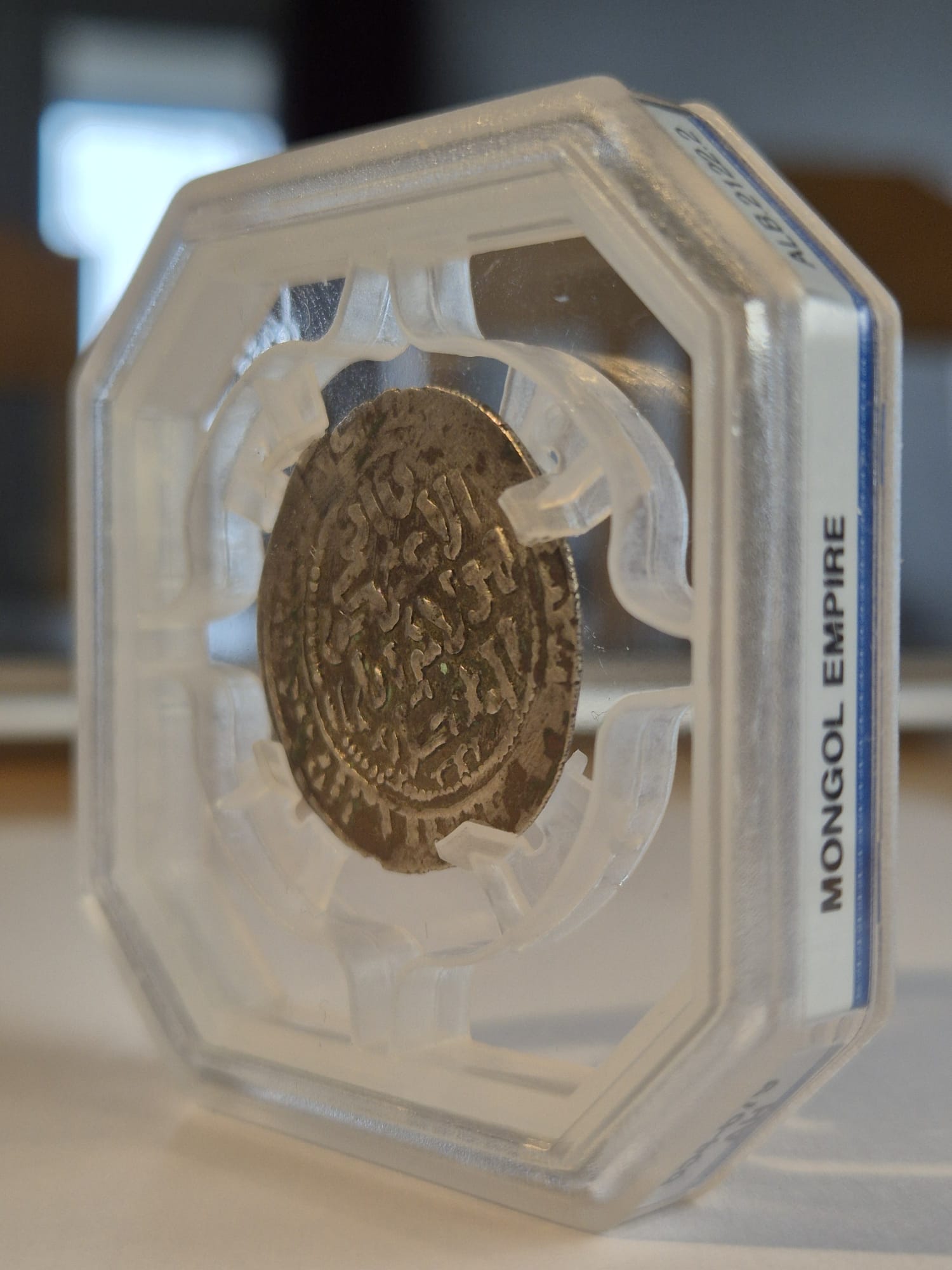 Hulagu Khan coin, Mongol silver dirham, Mardin mint coin, Islamic silver coin, Ilkhanate coin, medieval coin investment, ancient silver dirham, Mongol Empire currency, GENI graded coin Paris, rare Islamic numismatics