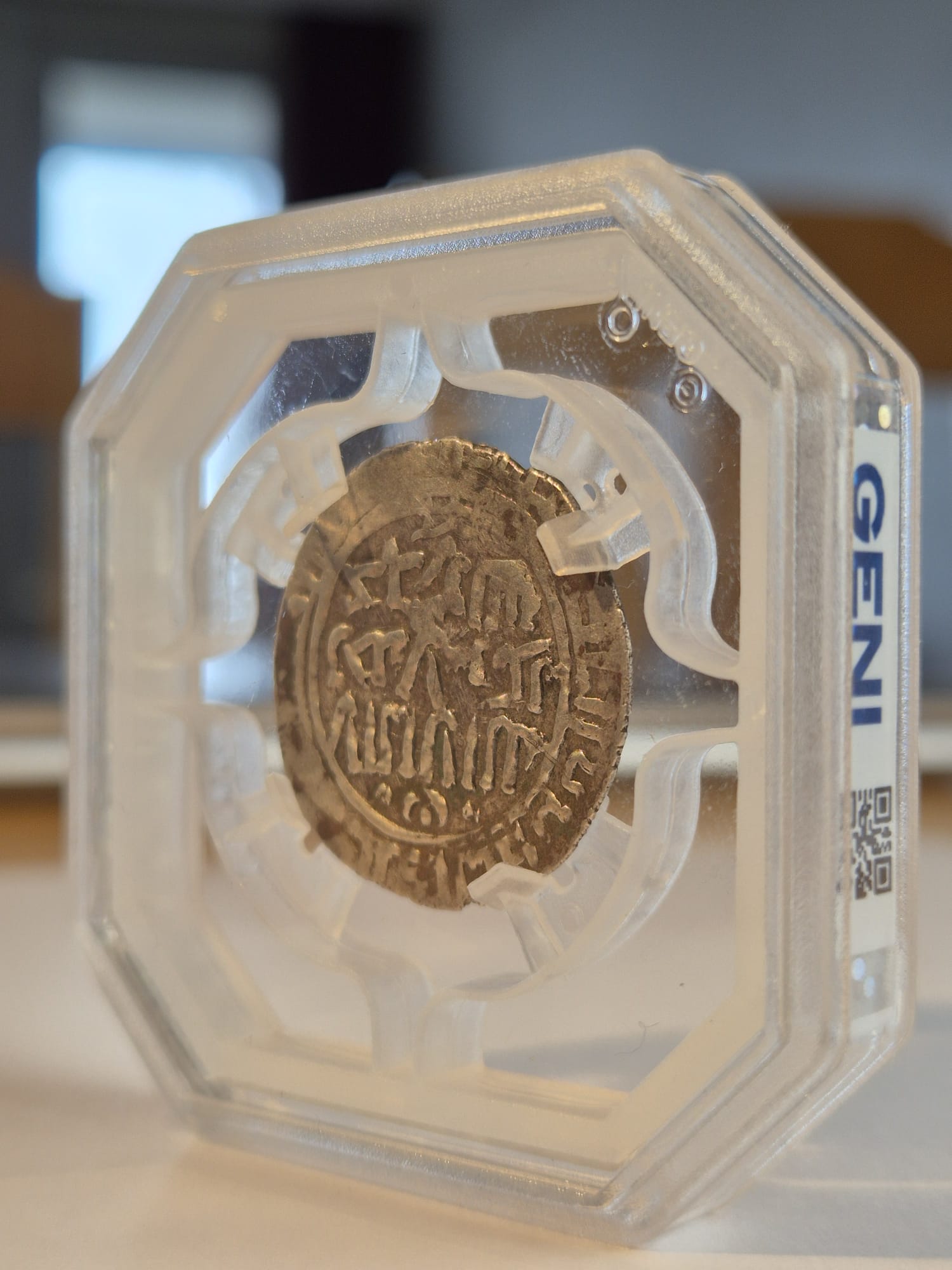 Hulagu Khan coin, Mongol silver dirham, Mardin mint coin, Islamic silver coin, Ilkhanate coin, medieval coin investment, ancient silver dirham, Mongol Empire currency, GENI graded coin Paris, rare Islamic numismatics