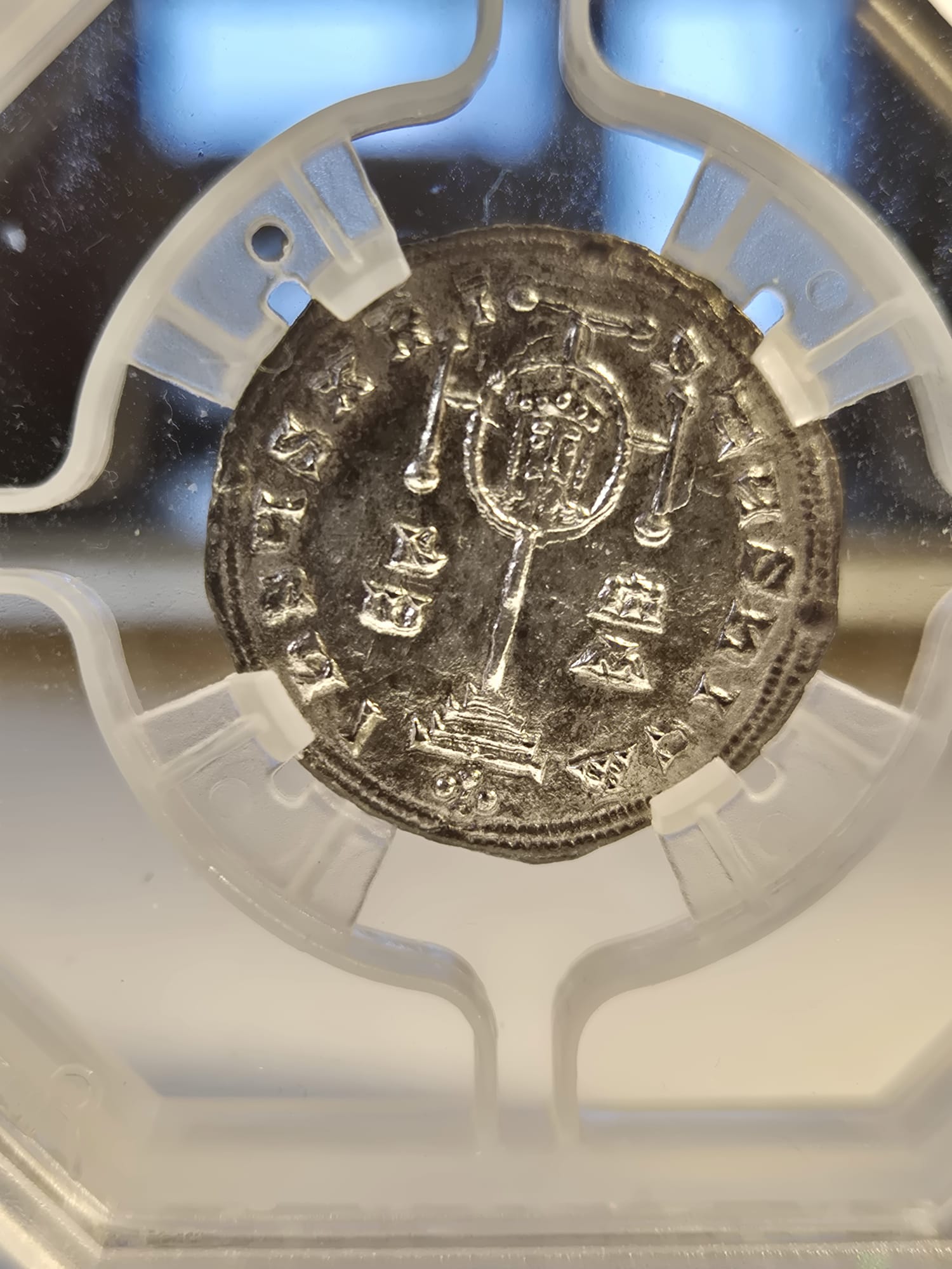 Byzantine Miliaresion, Constantine VII Porphyrogenitus coin, Romanus I Lekapenos coin, Stephen Constantine coin, Constantinople mint coin, Byzantine silver coin, ancient Byzantine currency, medieval coinage, SB 1755 coin, DOC 20 coin, Byzantine empire coin, rare ancient coin, silver miliaresion, Byzantine numismatics, historical coins for sale, ancient coin investment, collectible silver coin, imperial Byzantine coin, cross potent coin, Christian coin Byzantine, Romanus I portrait coin, Constantine VII coin value, ancient silver currency, Byzantine rulers coin, rare coin collectors item, museum quality coin, antique silver coin, Byzantine history artifact, medieval silver money, authentic Byzantine coin