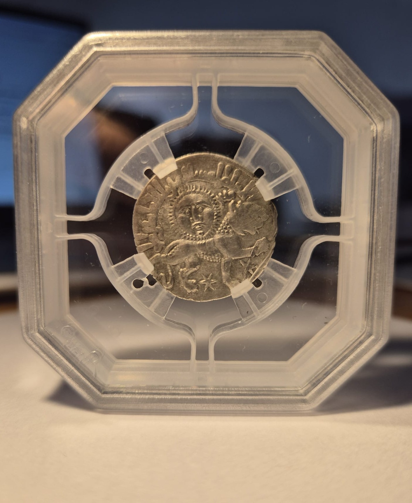 Seljuk Lion and Sun coin, Kaykhusraw II silver dirham, Seljuk Sultanate coin, Konya mint dirham, medieval Islamic coin, Seljuk silver coin 1242 AD, lion and sun dirham, rare Seljuk coin, GENI graded ancient coin, House of Emirates ancient coins